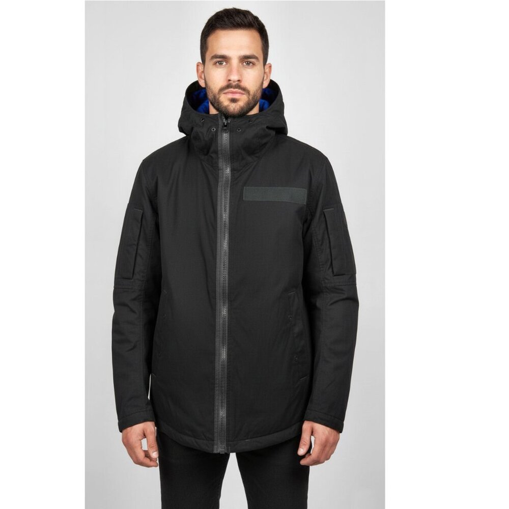 G-Star Raw Batt Hooded Overshirt, Black, Mens Size Medium